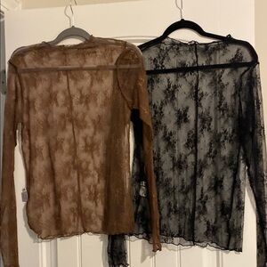 Lady lux layering Lace Long Sleeve Tops Black Brown smoke free home moving sale